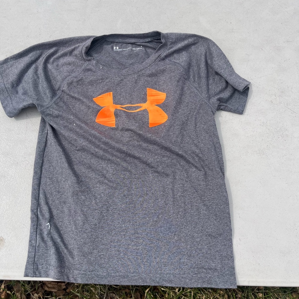 Under Armour Gray Short Sleeve Tee with Orange Logo